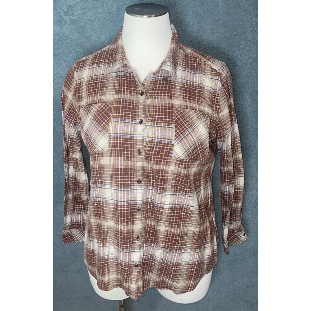 Natural Reflections Womens Flannel Shirt 2XL Plaid Grunge‎ Indie Classic Cozy